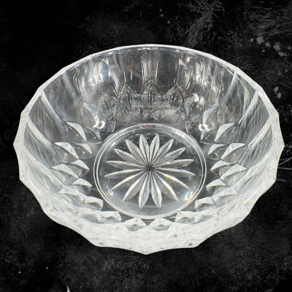 Val St. Lambert Crystal Clear Glass Round Dish Bowl Signed On‎ Bottom Vintage